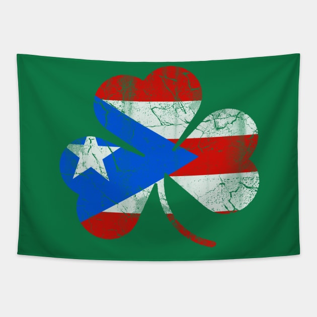 Puerto Rico Flag Shamrock Irish St Patrick's Day Tapestry by E