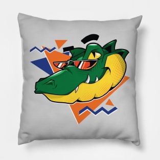 Retro 90s Alligator Head Cartoon // Old School Gator Pillow