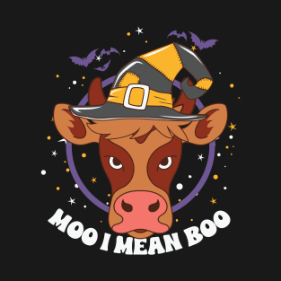 Moo I Mean Boo Funny Halloween Cow T-Shirt