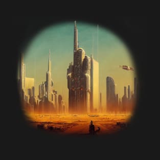 Futuristic Desert City 2045 In Cyberpunk Style T-Shirt