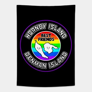 Hornby and Denman Island are Best Friends Forever - Colourful Rainbow - Hornby Island Tapestry