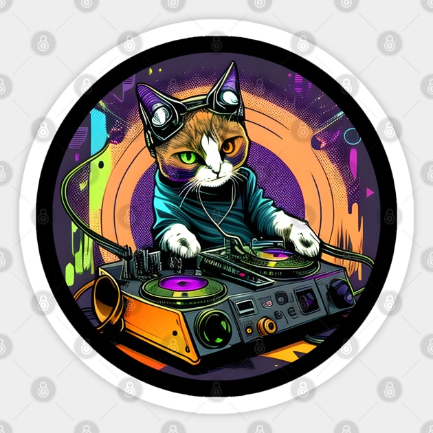 DJ Cat Is In The House - Splash 90s - Cat DJ - Cats - Sticker