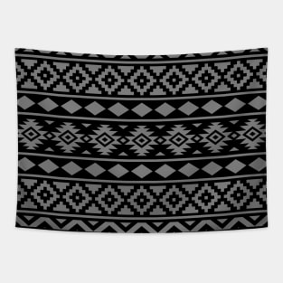 Aztec Essence Pattern Gray on Black Tapestry