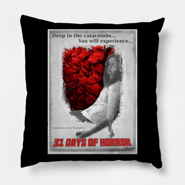 31 Days Catacombs Grey Pillow by Invasion of the Remake