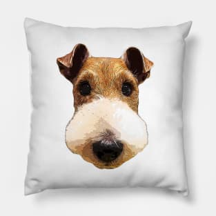 Wire Fox Terrier Cute Puppy Dog Face Pillow