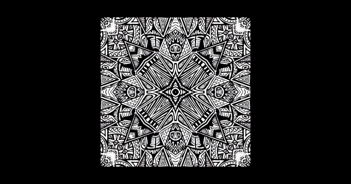 Black and White Aztec Star - Black And White - Sticker | TeePublic