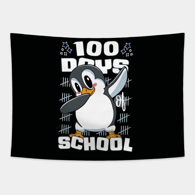 100 Days of school featuring a Dabbing Penguin #3 Tapestry by XYDstore