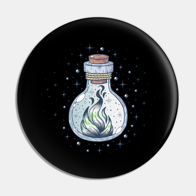 Agender Fire Occult Bottle LGBT Pride Flag Pin by Psitta