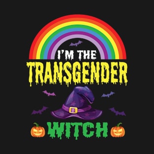 Bats Witch Rainbow Halloween Day I'm The Transgender Witch T-Shirt