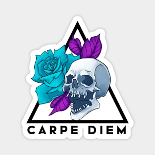 Carpe Diem Skull and Rose Magnet