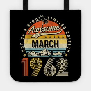 Awesome Since March 1962 Vintage 61st Birthday Tote