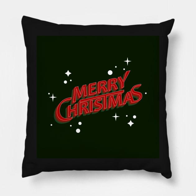 Merry Christmas Typo with background Pillow by yphien