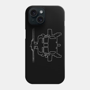 Black Hawk helicopter outline graphic (white) Phone Case