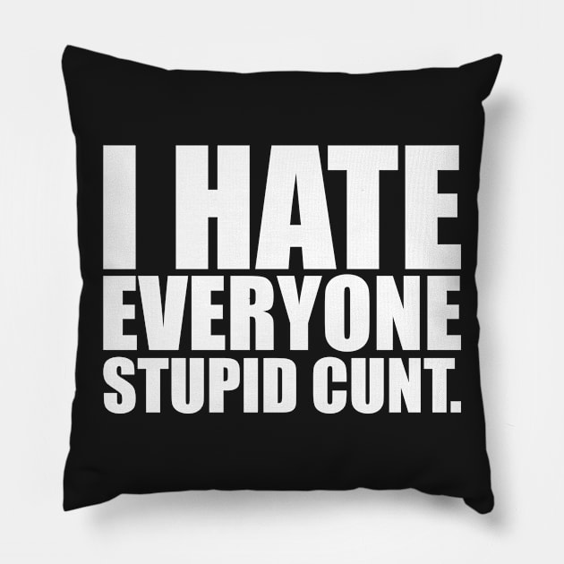 I hate everyone. stupid cunts Pillow by leobishop