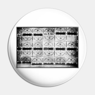 Stacked Apple Crates BnW Pin