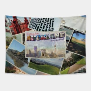 Greetings from Auckland in New Zealand Vintage style retro souvenir Tapestry