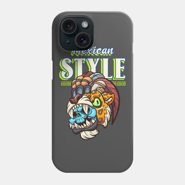 Mexican Style Jaguar Warrior Aztec Warrior Mexicano Mexican Pride Phone Case by Tip Top Tee's