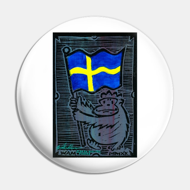 Swedish Flag Ape Pin by WalterMoore