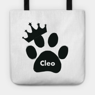 Cleo cat name made of hand drawn paw prints Tote