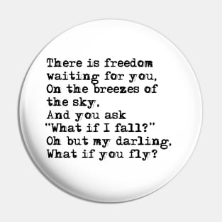 What if you fly? Vintage typewritten Pin