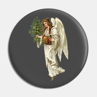 Vintage Christmas Angel holding tree and toys Pin