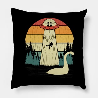 Bigfoot Ufo Abduction Loch Ness Monster Pillow