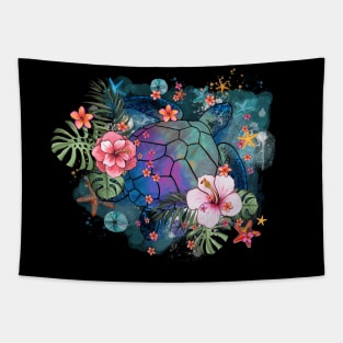 Sea Turtle Floral 1 Tapestry