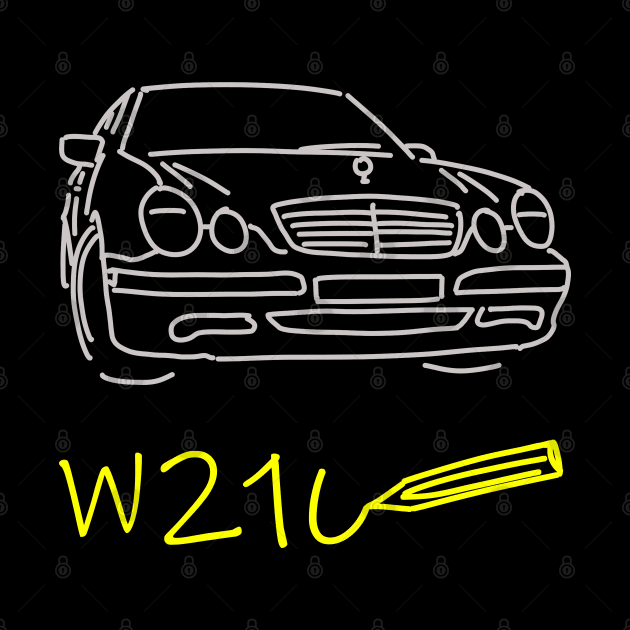 Mercedes W210 front simple sketch grey yellow by WOS