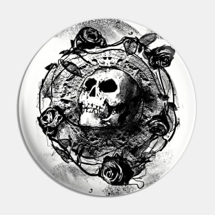 Aztec Skull - Traditional Black Mexican Calavera Tattoo Pin