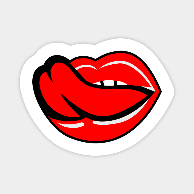 Red Lips And Tongue Magnet by babydollchic