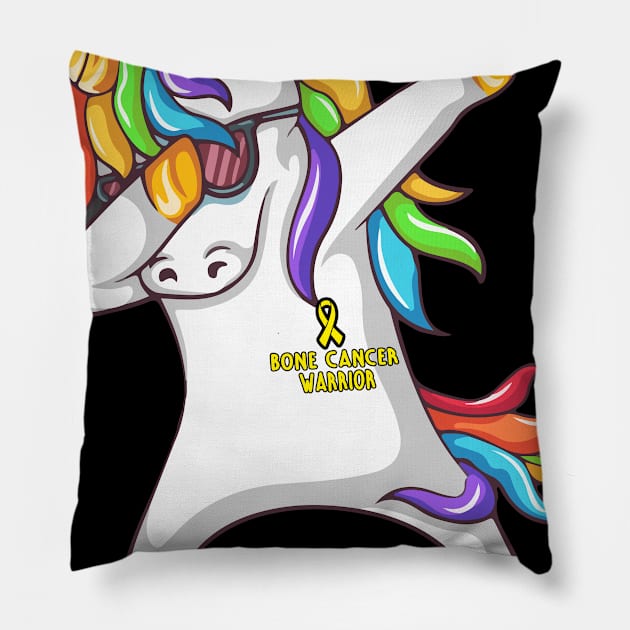 Bone Cancer Warrior Unbreakable Unicorn Dabbing Pillow by ThePassion99