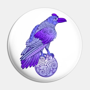 Magic blue crow Pin