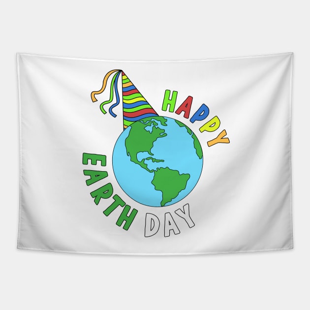 Earth day Happy Birthday Planet celebration Tapestry by Mesyo