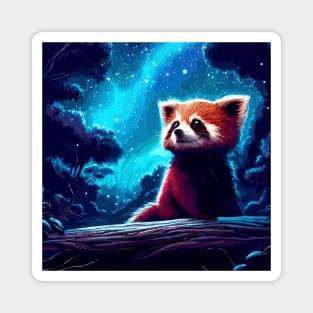 Red panda in magical forest Magnet