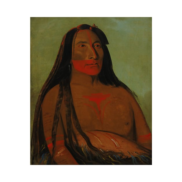 Mah-to-toh-pa, Four Bears, Second Chief in Mourning by George Catlin by Classic Art Stall