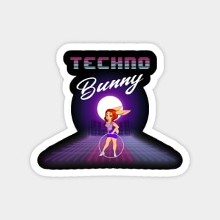 Techno Bunny Hula Hoop Bunny 80s Style Magnet