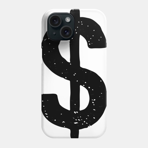 Dollar Sign Doodle Black Phone Case by Mijumi Doodles