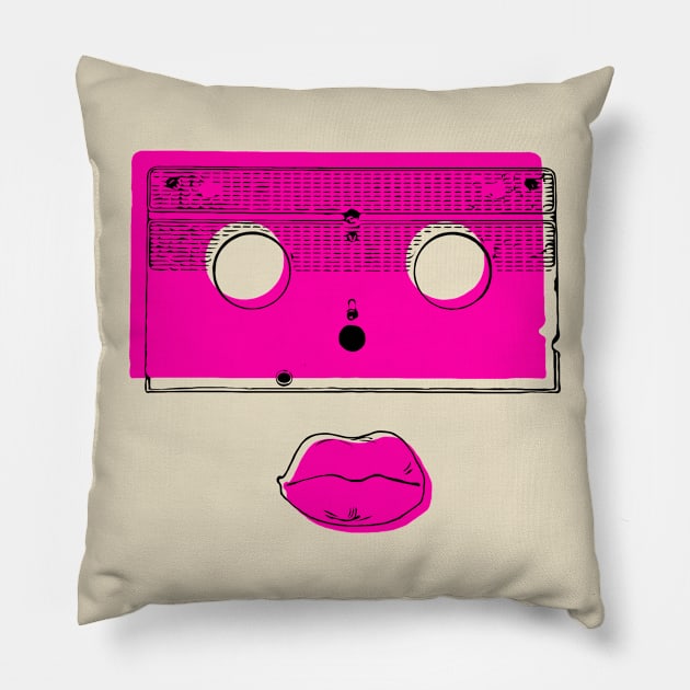 VHS-FACE Pillow by BLEUTOPIA