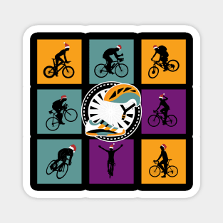 Cyclist Christmas Magnet