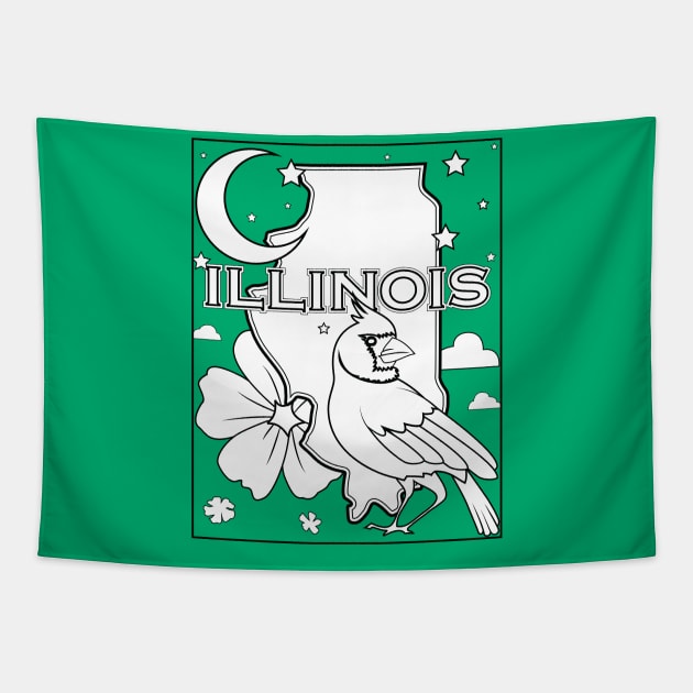 illinois state shape flower bird coloring page Tapestry by LeapDaze