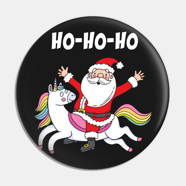 Santa Riding a Unicorn Pin by Happy Shirt