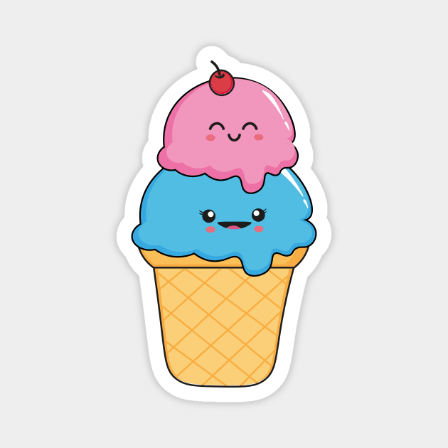 Kawaii Ice Cream Delight Magnet by letzdoodle