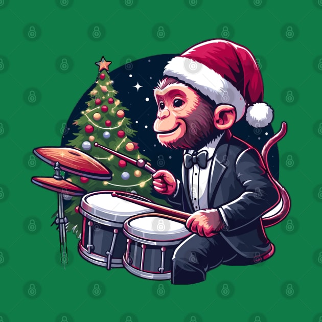 Drummer Monkey Christmas by Graceful Designs