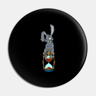 Creepy gothic bunny on hourglass - Goth Pin