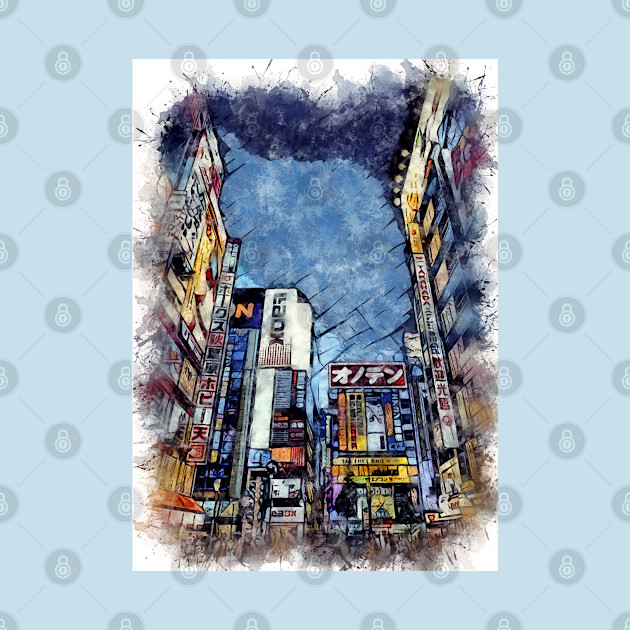 Discover Tokyo City Streets Travel Poster Series watercolor ink edition 02 - Tokyo Skyline - T-Shirt