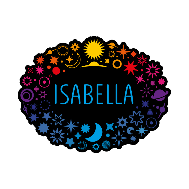 Isabella name surrounded by space by WildMeART