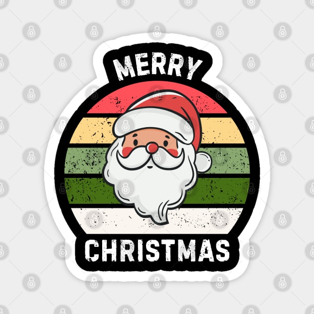 Vintage Santa Merry Christmas Retro Style Magnet by Creatifly Graphic Tees