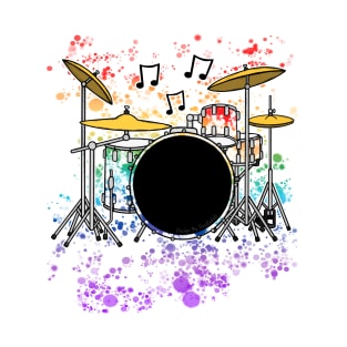 Drum Kit Rainbow Colours Drummer Musician T-Shirt