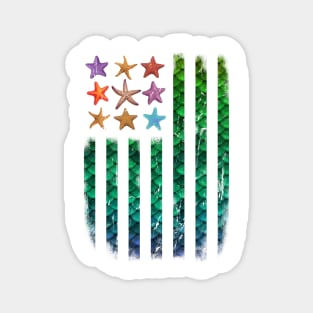 American Mermaid Flag Starfish & Stripes Magnet