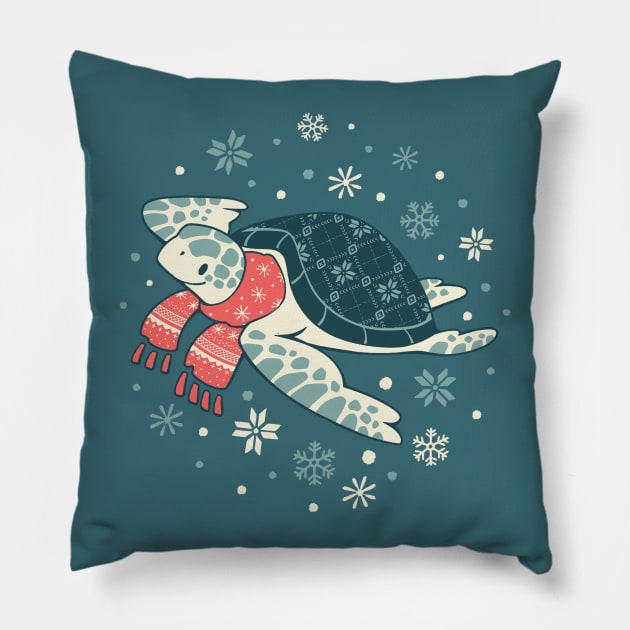 Gleeful Green Turtle Pillow by Colordrilos